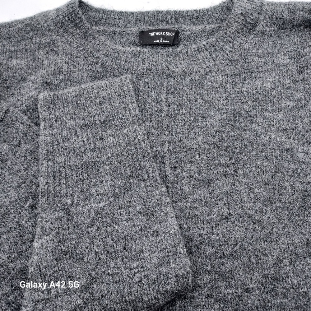The Work Shop Charcoal‎ Gray Knit Crew Neck Sweater Size S Acrylic Blend